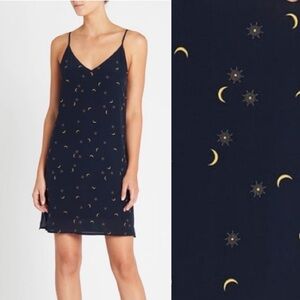 NWT Rails 100% Silk Brianna Navy Creacent Moon Slip Dress Sz S